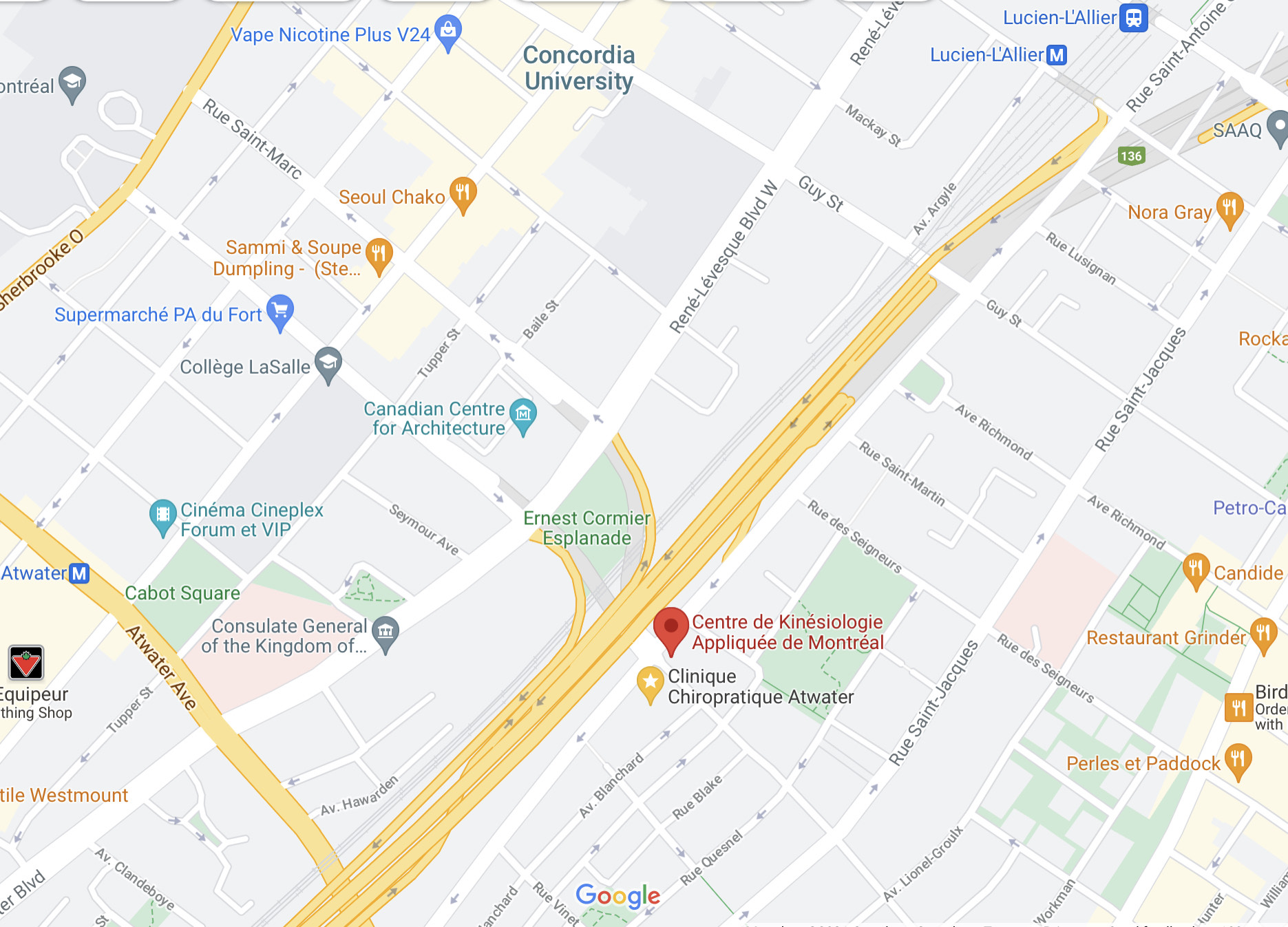 map centre ak montreal